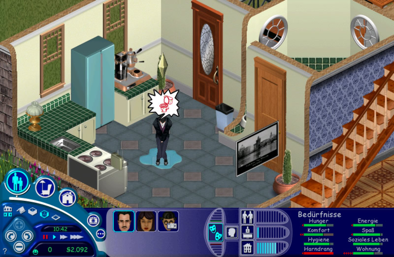 Screenshot of a sim urinating on the floor because the player would not take them to the bathroom