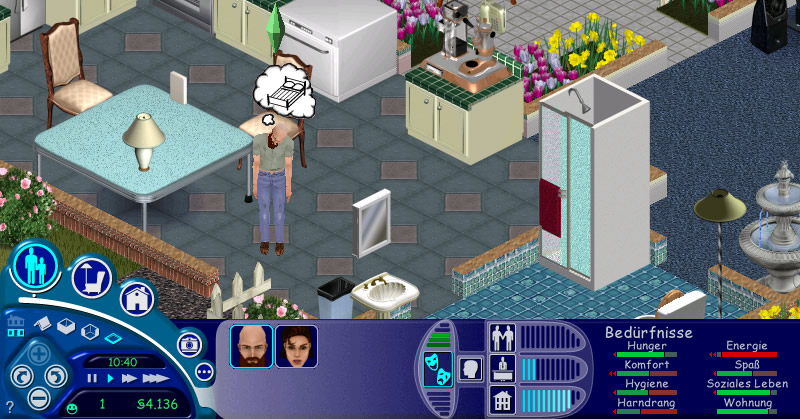 Screenshot of a Sim trying to express to the player that they are sleepy
